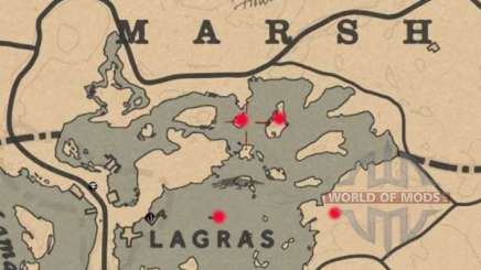 Treasures of the Blackwater swamp in Red Dead Online: all possible