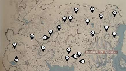 Where to find all the dinosaur bones in RDR 2? Map of all 30 locations