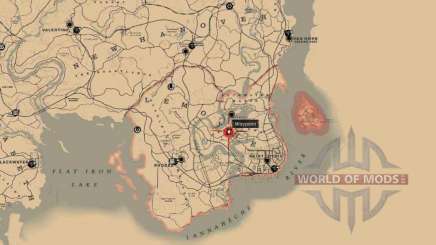 Map of Hozia's book location in RDR 2
