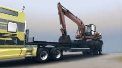 Semitrailer with the excavator for Spin Tires