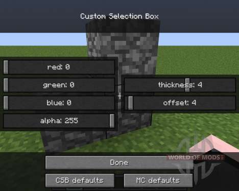 Custom Selection Box for Minecraft