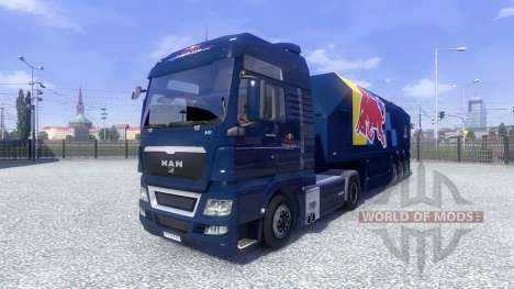 Skin Red Bull Racing Hochglanz on the truck MAN for Euro Truck Simulator 2