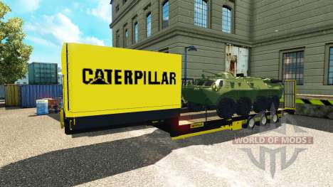 Low-bed semi-trailer with armoured personnel car for Euro Truck Simulator 2