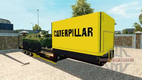 Low-bed semi-trailer with armoured personnel car for Euro Truck Simulator 2