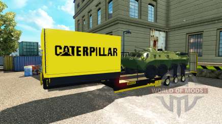 Low-bed semi-trailer with armoured personnel carrier for Euro Truck Simulator 2