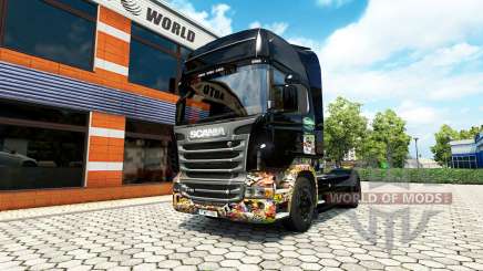 Skin Sticker Bombs on the tractor unit Scania for Euro Truck Simulator 2