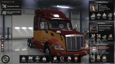 The maximum level, money and the open card for American Truck Simulator