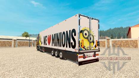 Minion Fan skin v2.0 on the semi-trailer for Euro Truck Simulator 2