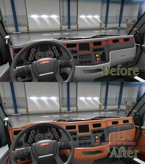 Updated interior in a Peterbilt 579 for American Truck Simulator