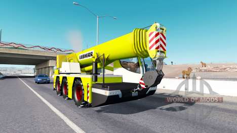 Mobile crane Liebherr in traffic for American Truck Simulator