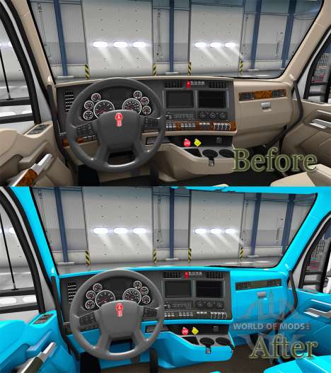 Blue Kenworth T680 interior for American Truck Simulator
