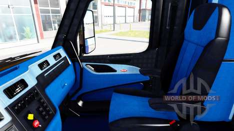 Black and blue interior in a Peterbilt 579 for American Truck Simulator