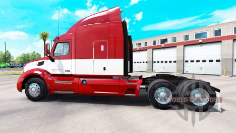 Red-white skin for the truck Peterbilt for American Truck Simulator