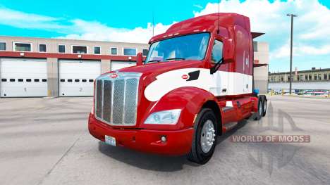 Red-white skin for the truck Peterbilt for American Truck Simulator