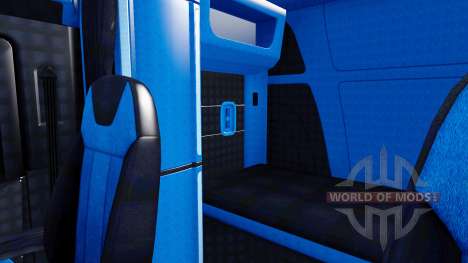Black and blue interior in a Peterbilt 579 for American Truck Simulator