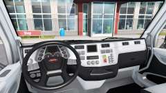 Black and white interior in a Peterbilt 579 for American Truck Simulator