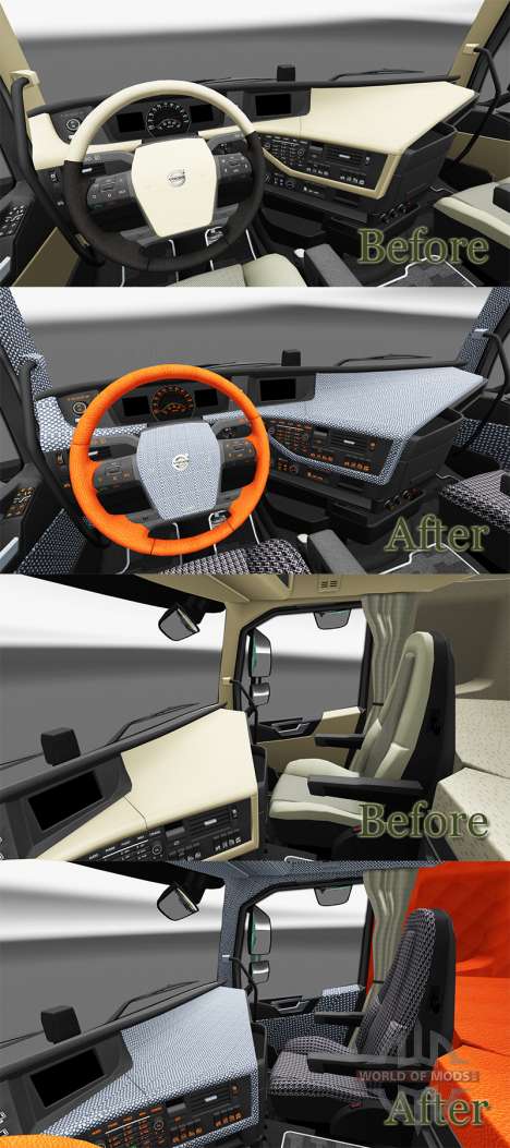 Plaid interior Volvo FH for Euro Truck Simulator 2