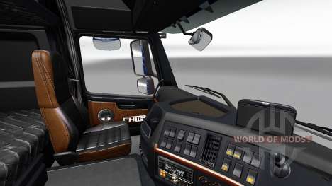 Black-and-brown interior of the Volvo for Euro Truck Simulator 2