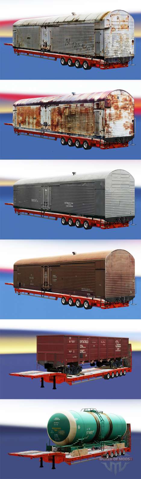 Semi-trailers with zeleznodoroznyj compositions for Euro Truck Simulator 2