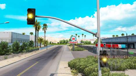 Long yellow lights of the traffic light for American Truck Simulator