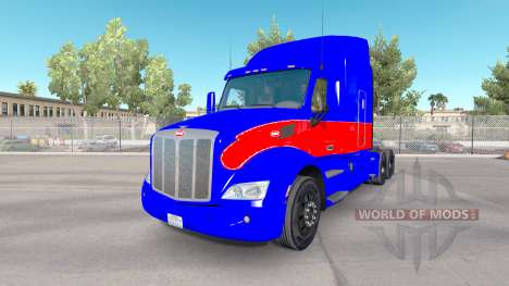 Red and blue skin for the truck Peterbilt for American Truck Simulator