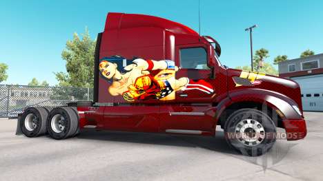 Wonder Woman skin for the truck Peterbilt for American Truck Simulator