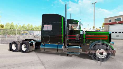 Skin is Black Metallic Stripes on the Peterbilt  for American Truck Simulator
