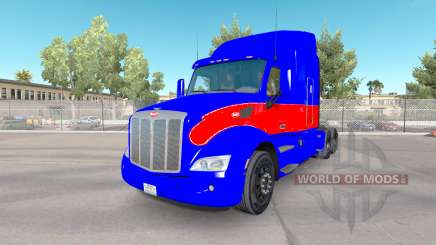 Red and blue skin for the truck Peterbilt for American Truck Simulator