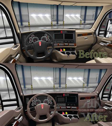 Luxury brown interior Kenworth T680 for American Truck Simulator