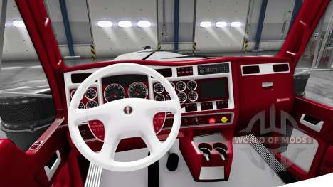 The red-and-white interior Kenworth W900 for American Truck Simulator