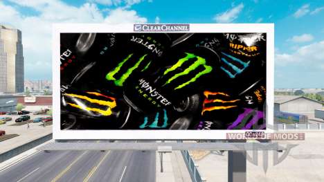 Monster Energy advertising on billboards for American Truck Simulator