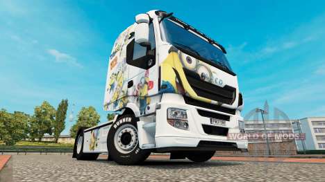 The Minions skin for Iveco tractor unit for Euro Truck Simulator 2