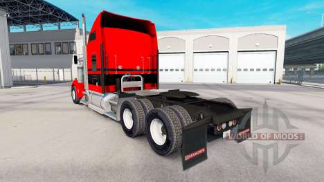 Skin Red-black stripes on the truck Kenworth W90 for American Truck Simulator