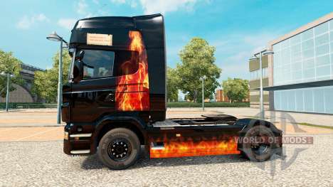 Skin Burning woman on tractor Scania for Euro Truck Simulator 2