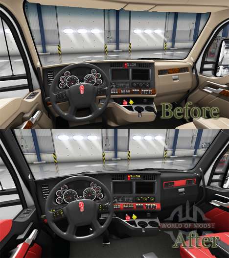 Red interior Kenworth T680 for American Truck Simulator