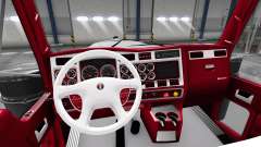 The red-and-white interior Kenworth W900 for American Truck Simulator