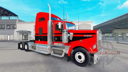 Skin Red-black stripes on the truck Kenworth W900 for American Truck Simulator