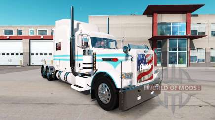 The Blue skin and white for the truck Peterbilt 389 for American Truck Simulator