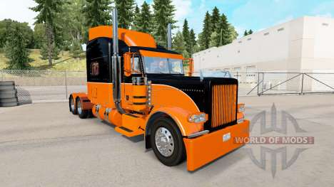 The Black and Orange skin for the truck Peterbil for American Truck Simulator