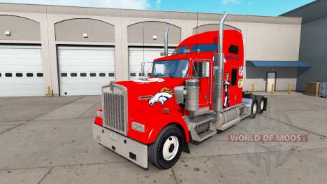 Skin Denver Broncos on the truck Kenworth W900 for American Truck Simulator