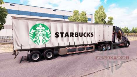 Curtain semitrailer Starbucks for American Truck Simulator