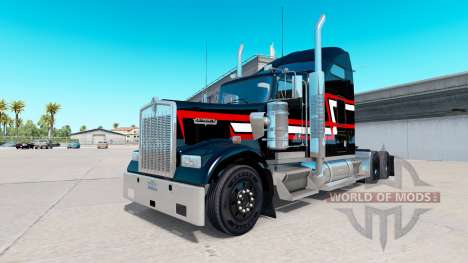 Skin Red-white stripes on the truck Kenworth W90 for American Truck Simulator