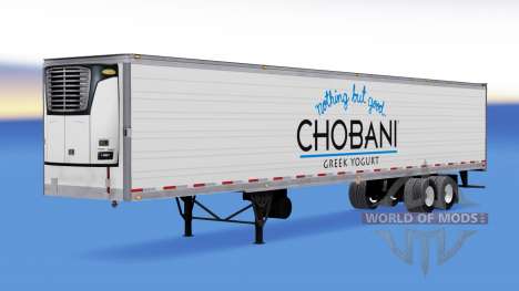 Chobani skin on the reefer trailer for American Truck Simulator