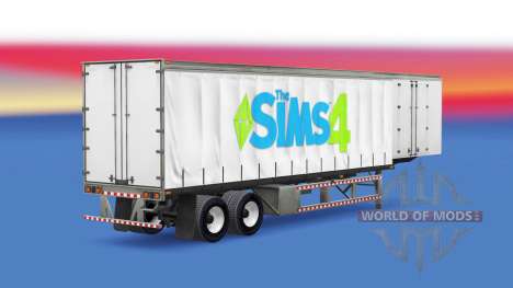 Skin The Sims 4 on a curtain semi-trailer for American Truck Simulator