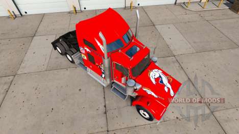 Skin Denver Broncos on the truck Kenworth W900 for American Truck Simulator