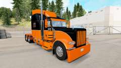 The Black and Orange skin for the truck Peterbilt 389 for American Truck Simulator