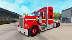 Skin Red with White Stripe on the truck Kenworth for American Truck Simulator