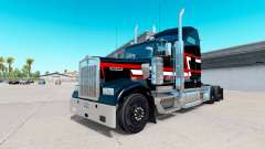 Skin Red-white stripes on the truck Kenworth W900 for American Truck Simulator