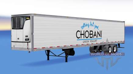 Chobani skin on the reefer trailer for American Truck Simulator