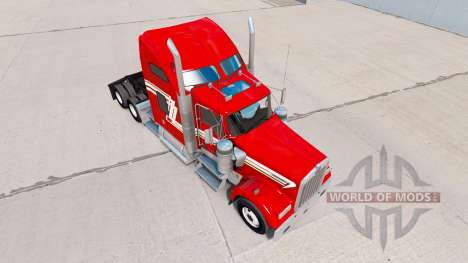Skin Red and Cream on the truck Kenworth W900 for American Truck Simulator